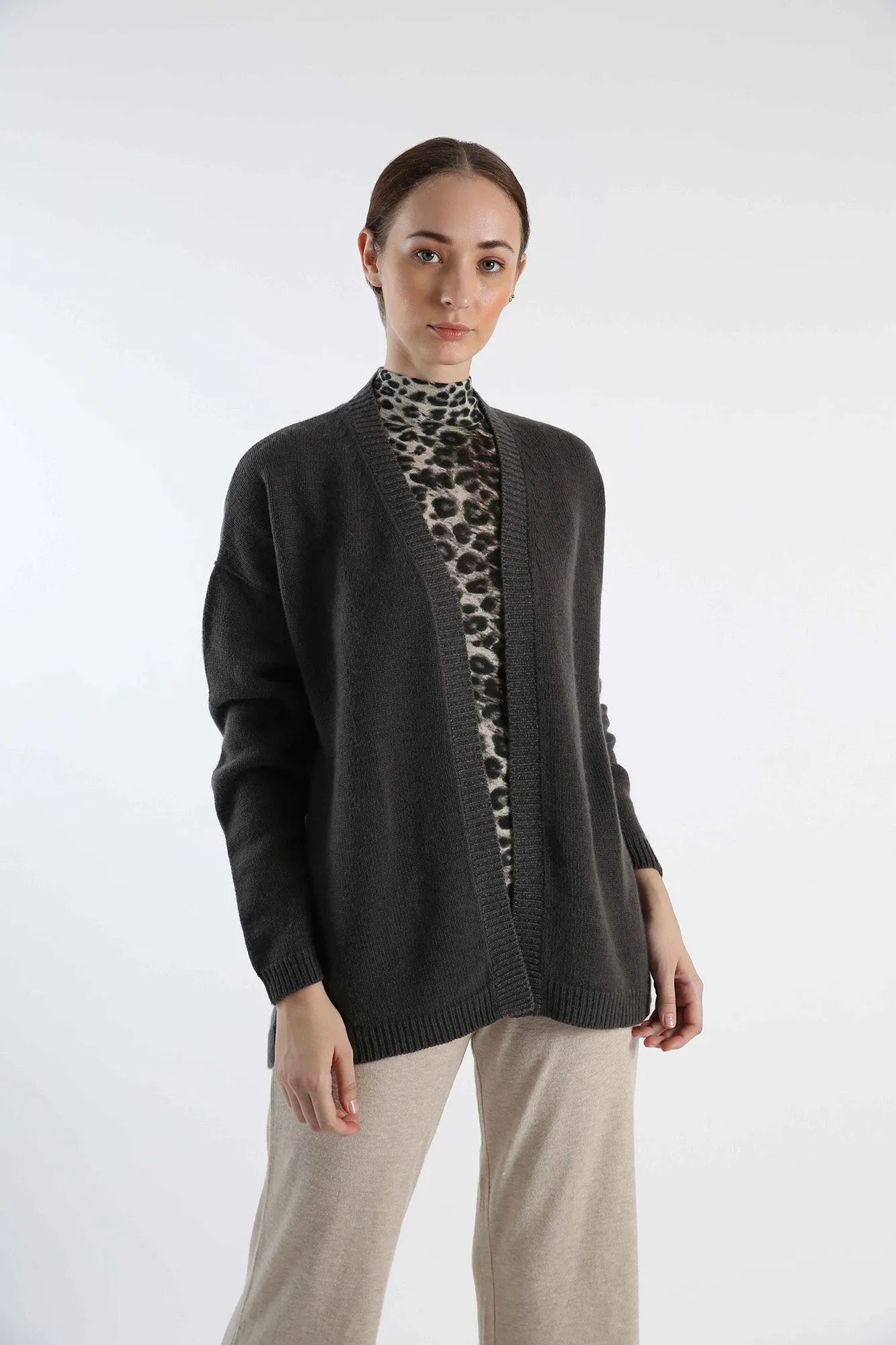 Pure Cashmere Cardigan - Grey