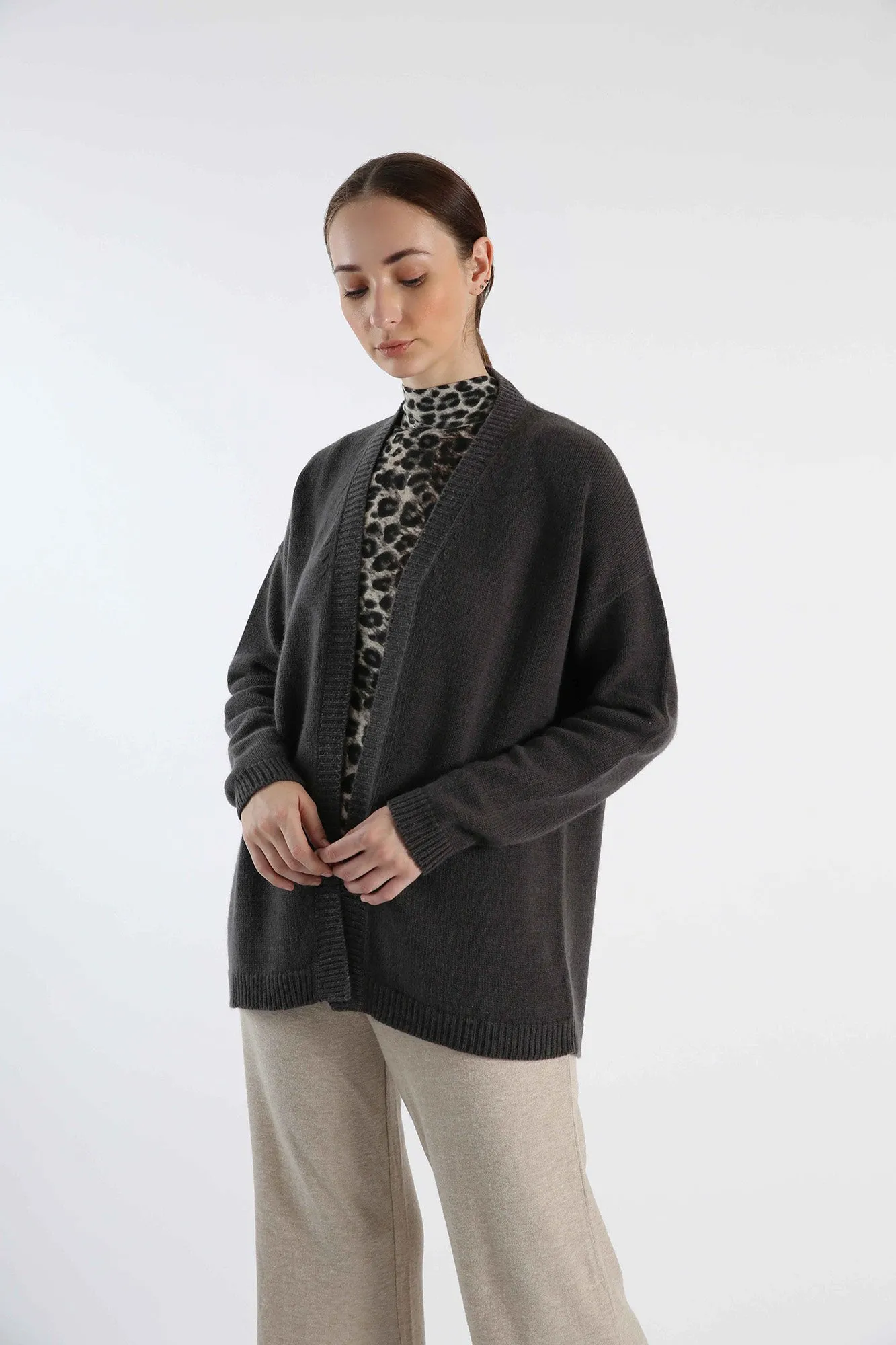 Pure Cashmere Cardigan - Grey