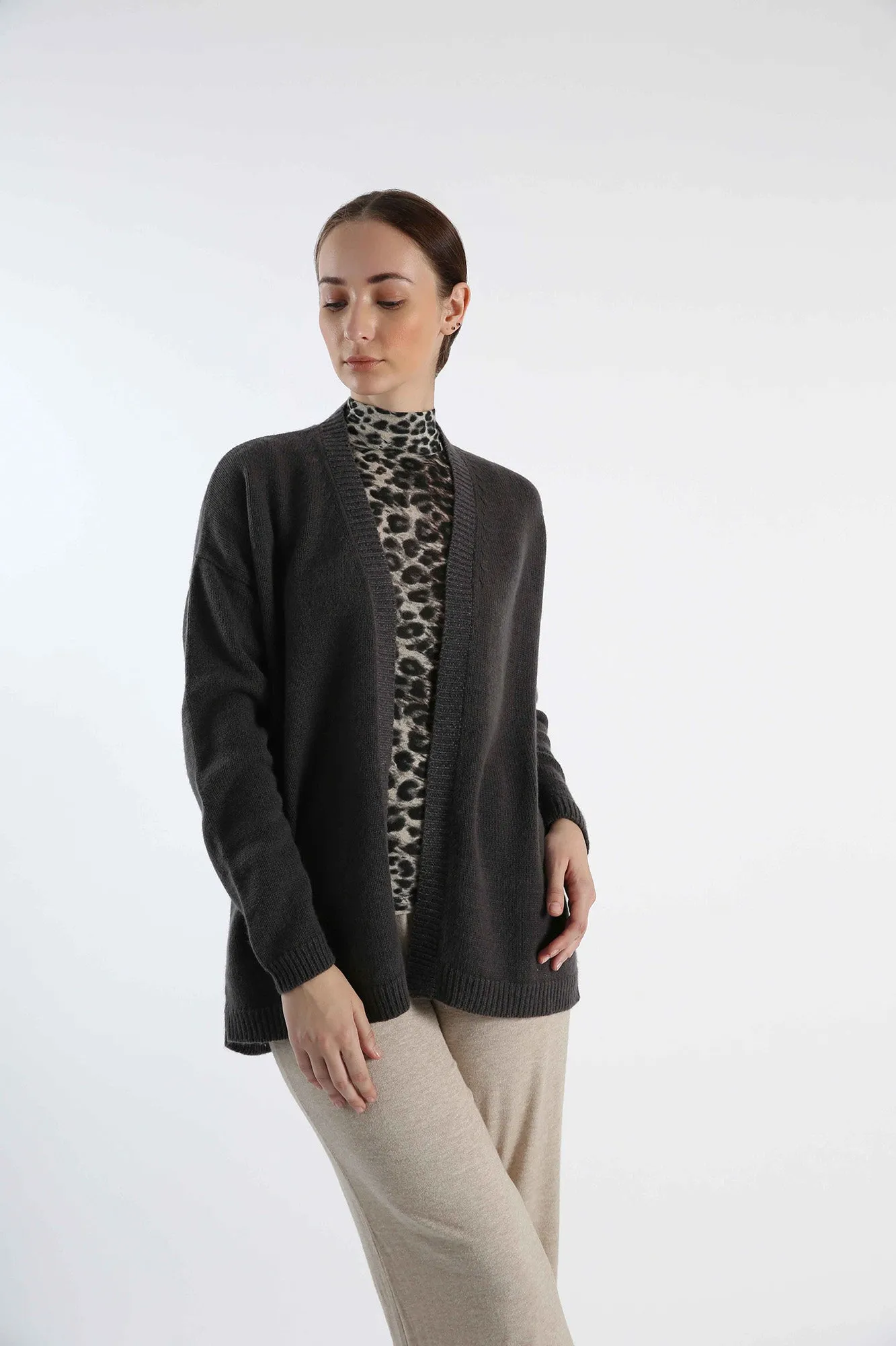Pure Cashmere Cardigan - Grey