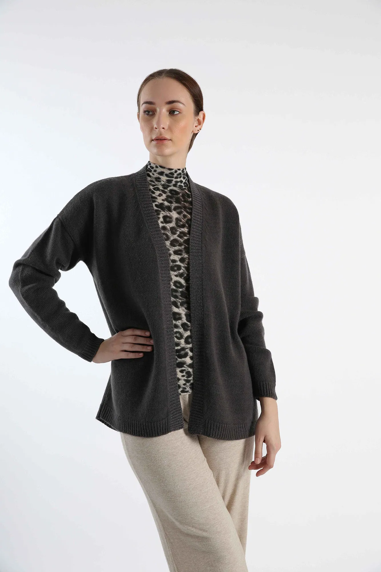 Pure Cashmere Cardigan - Grey