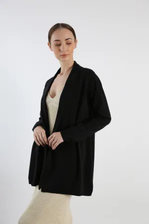 Pure Cashmere Draped Cardigan - Black