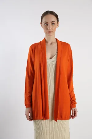 Pure Cashmere Draped Cardigan - Orange