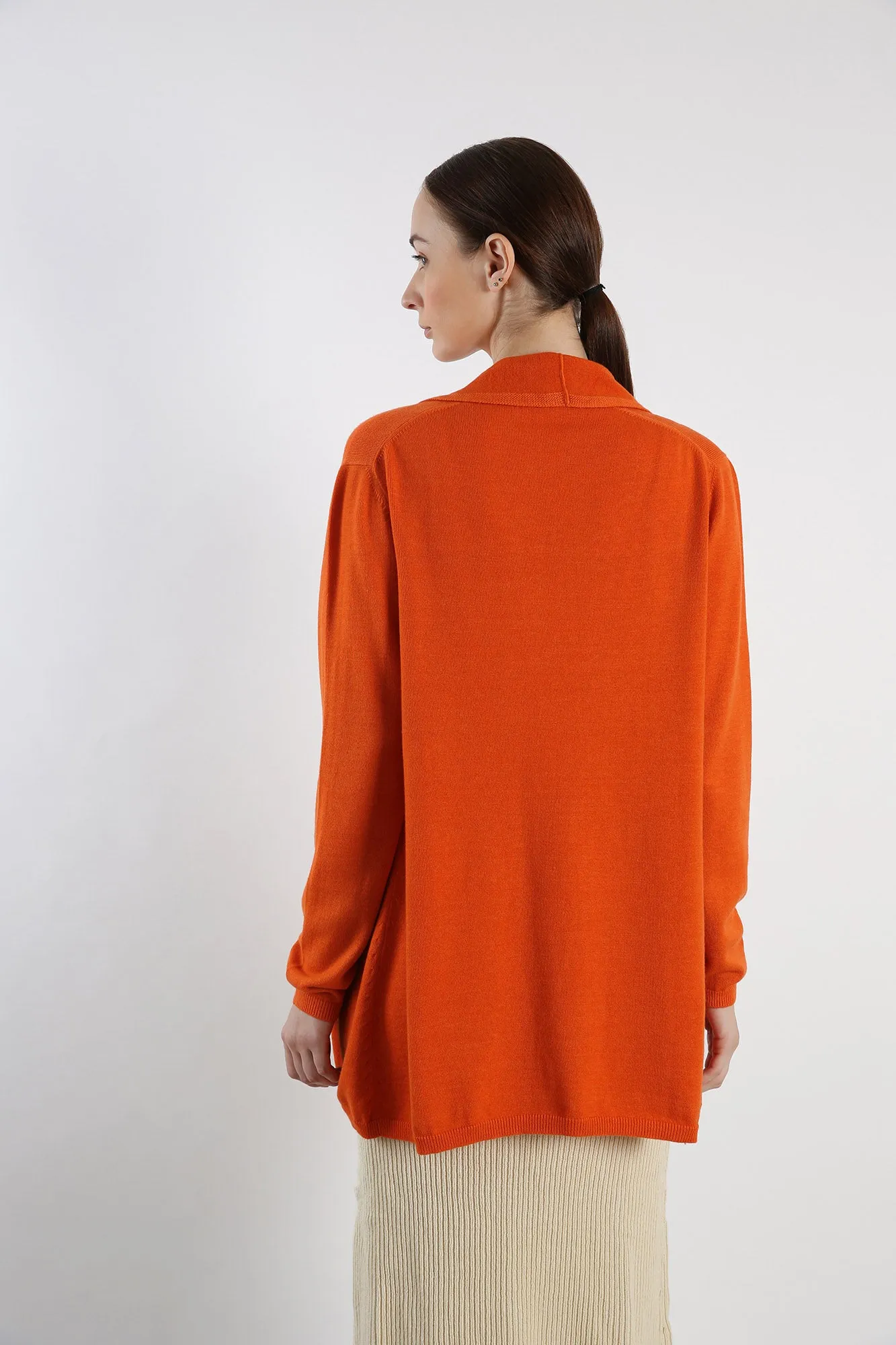 Pure Cashmere Draped Cardigan - Orange