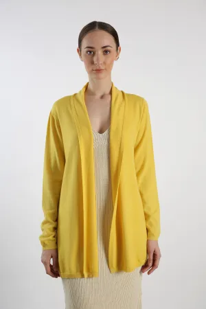Pure Cashmere Draped Cardigan - Yellow