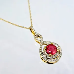 "Another Love Spell" 18" Necklace - Ruby, Diamonds, 14K Gold