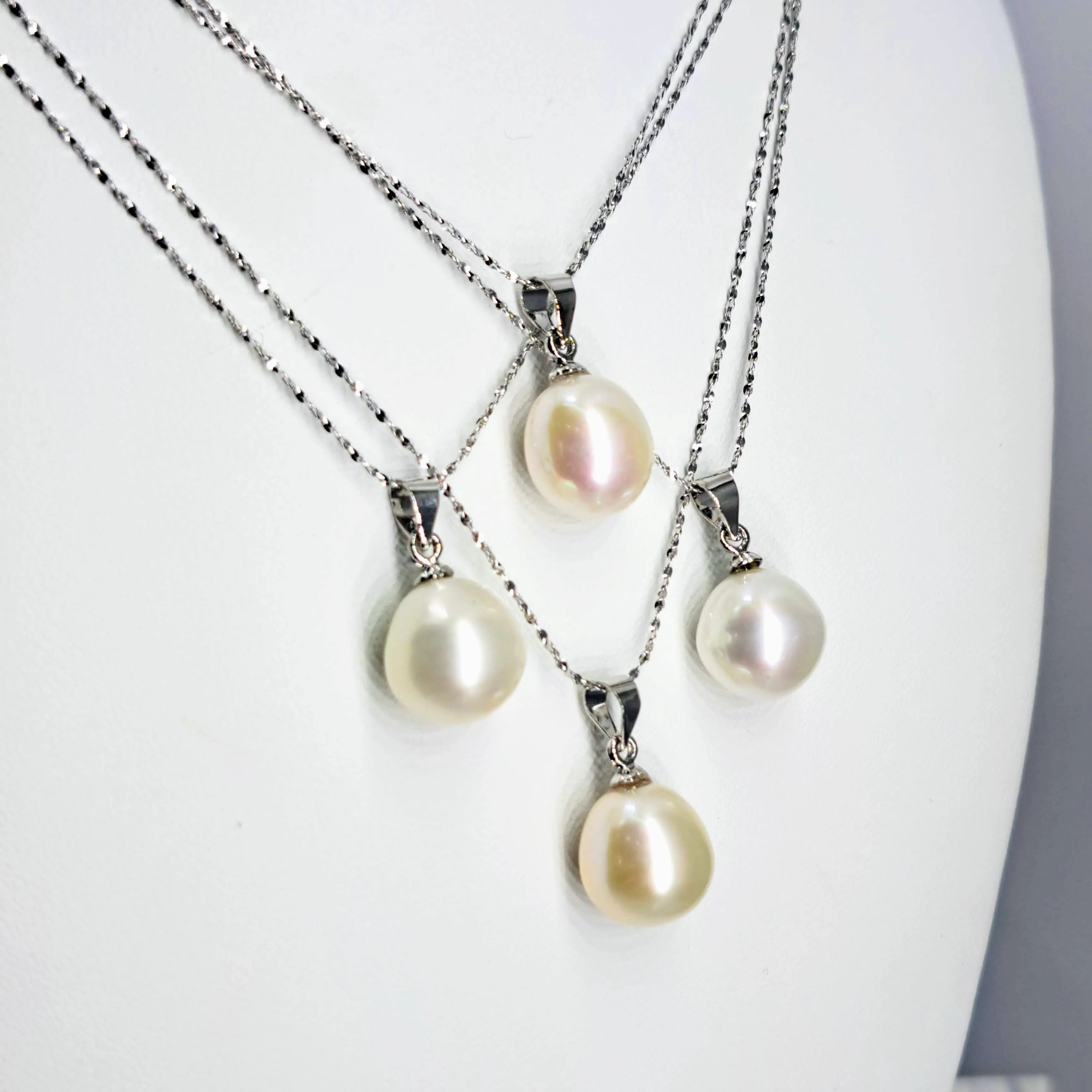 "Classic Pearl Drop" 18" Pendant Necklace - Pearl, Anti-tarnish Sterling