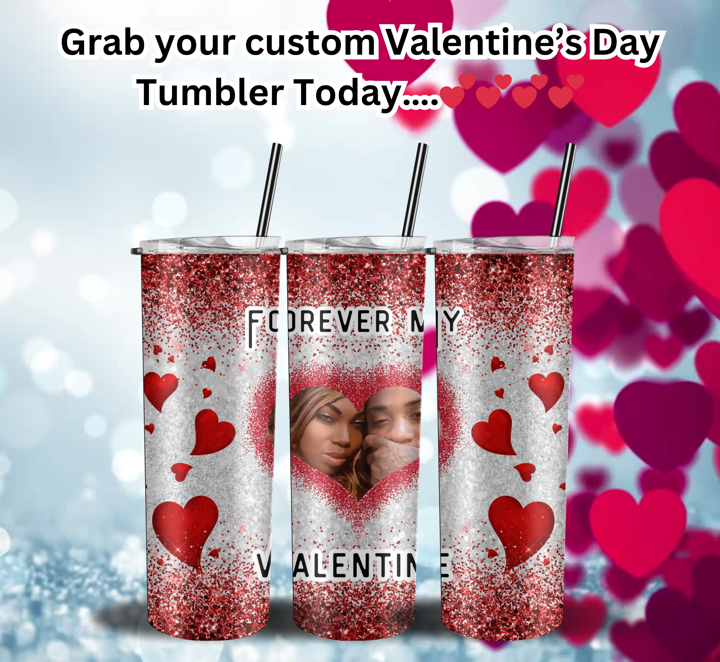 "Personalized 20 oz Valentine's Day Love Tumbler – Capture Your Moments!"