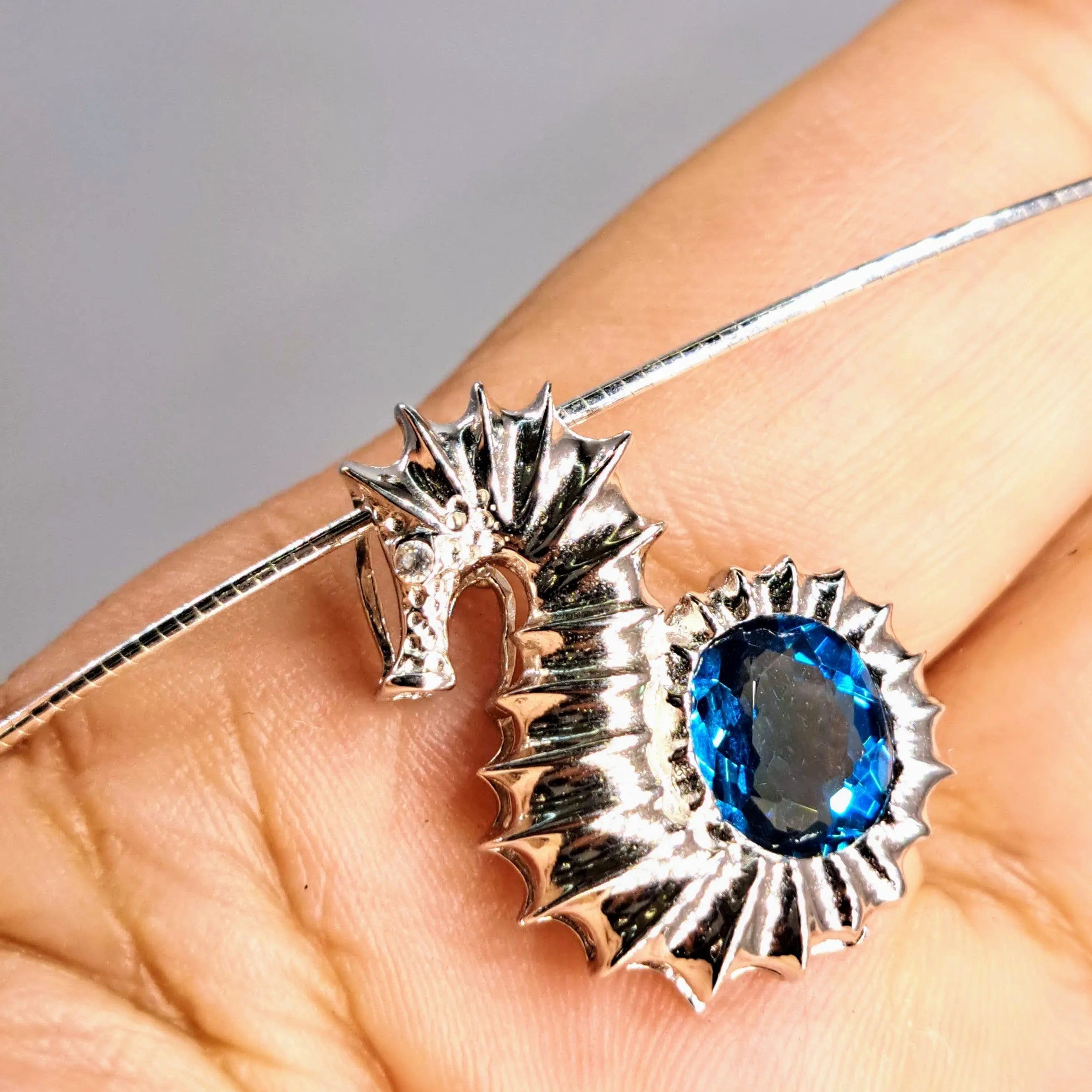 "Seahorse, Of Course!" 1" Pendant Necklace - Topaz, Anti-tarnish Sterling