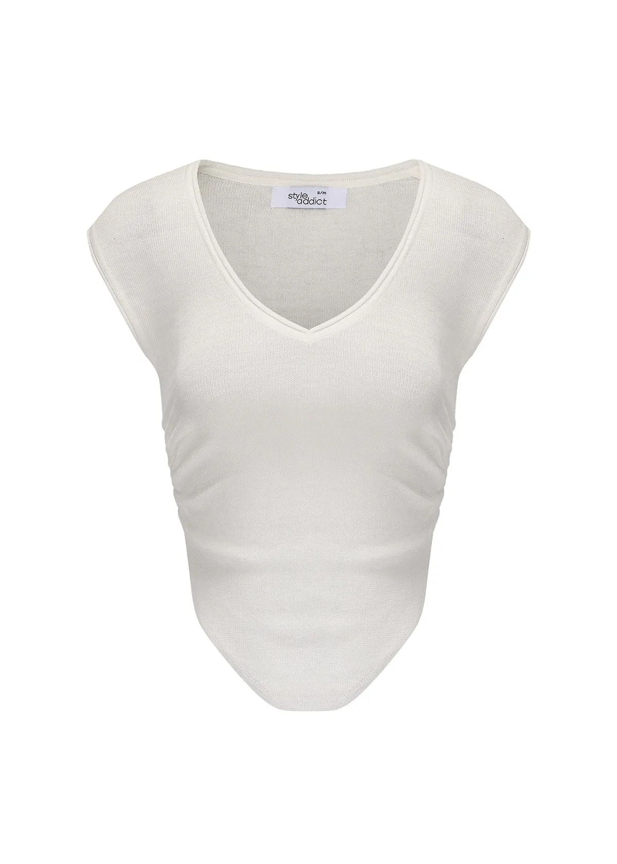 Rachel Curved Hem Top - White