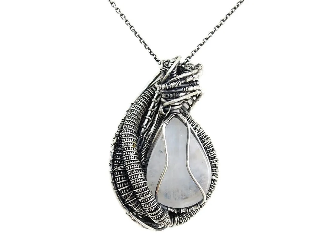 Rainbow Moonstone Pendant with Herkimer Diamonds