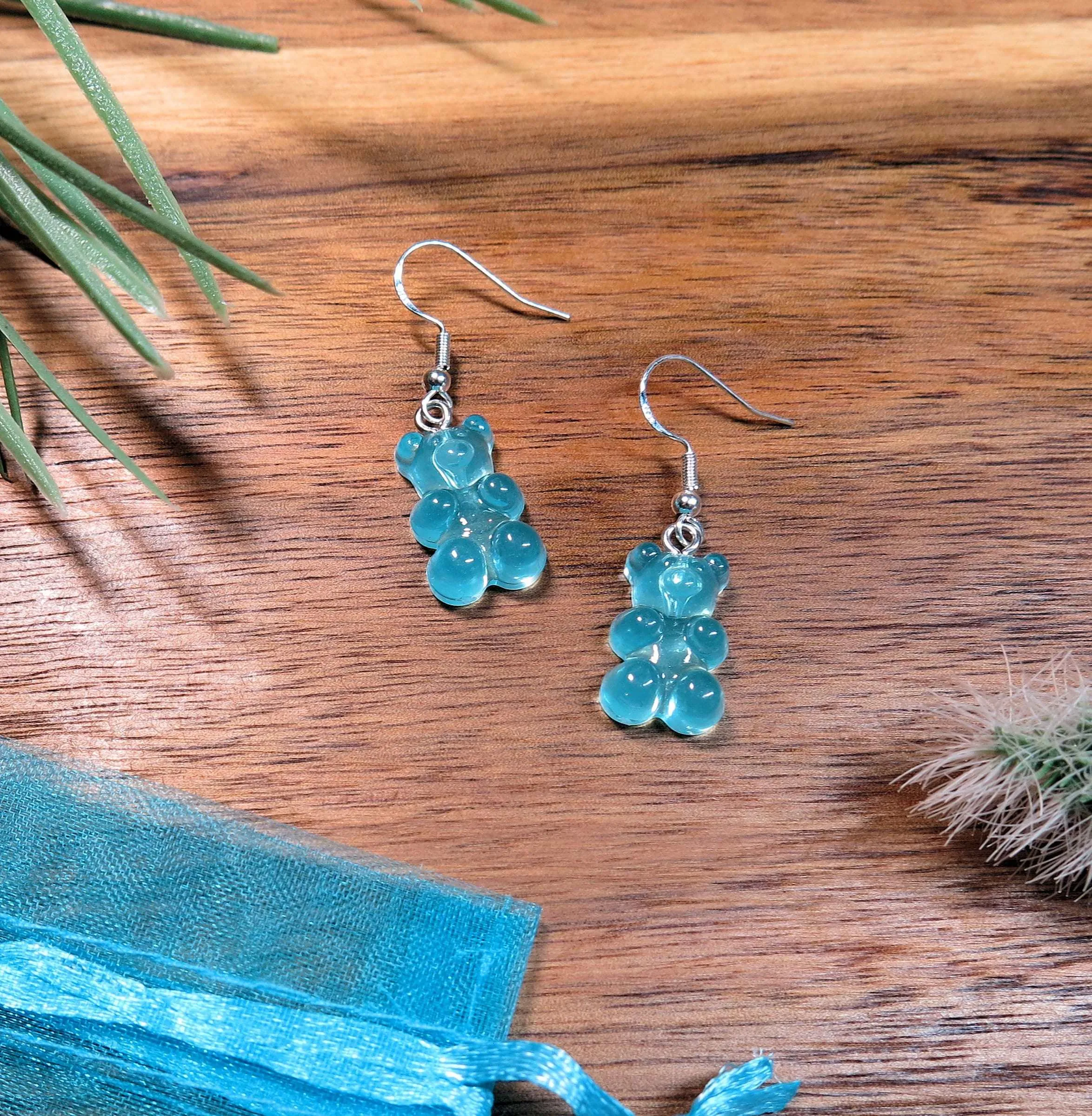 Realistic Gummy Bear Earrings, Gummy Bear Whimsical Drop Statement Earrings, Dangle Candy Earrings