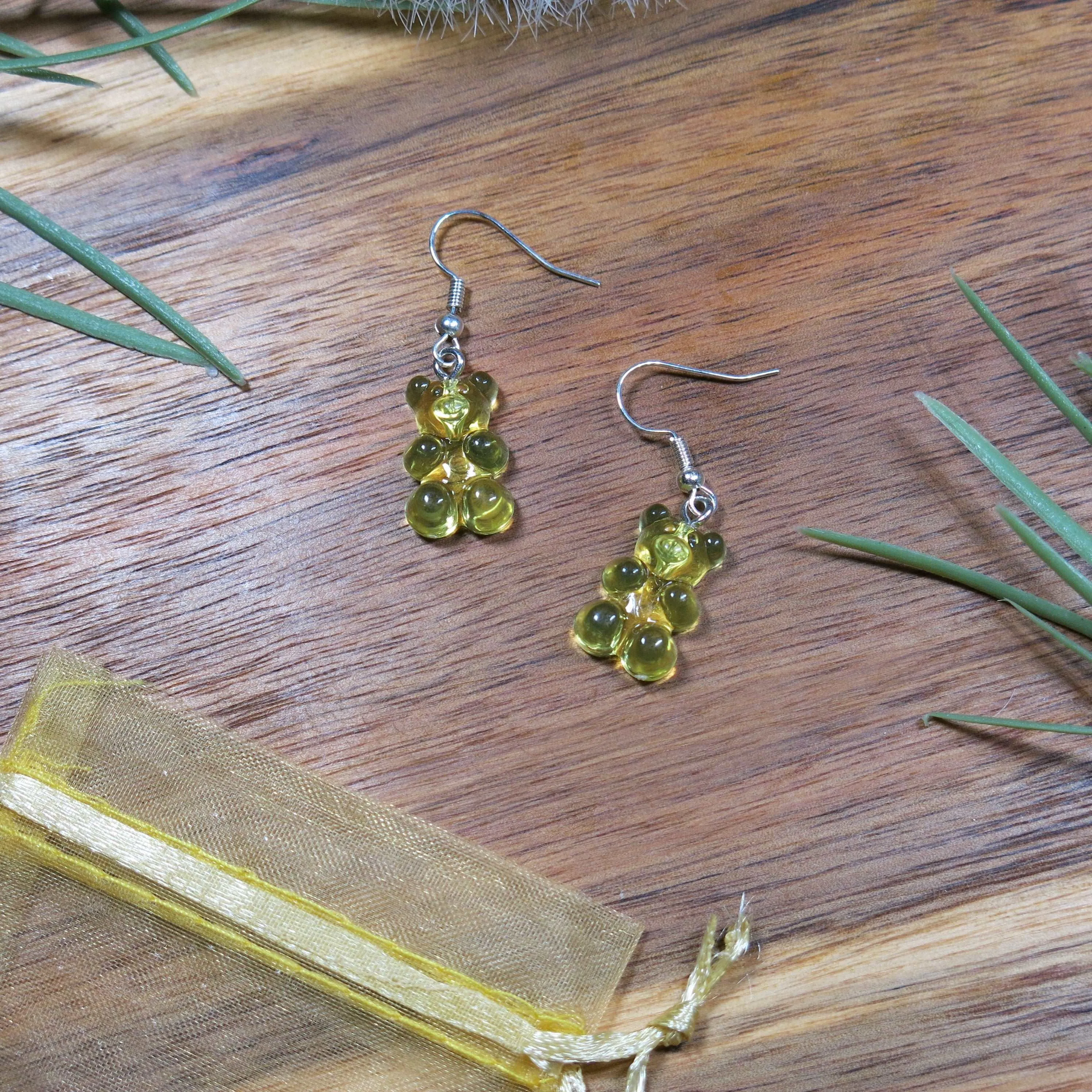 Realistic Gummy Bear Earrings, Gummy Bear Whimsical Drop Statement Earrings, Dangle Candy Earrings