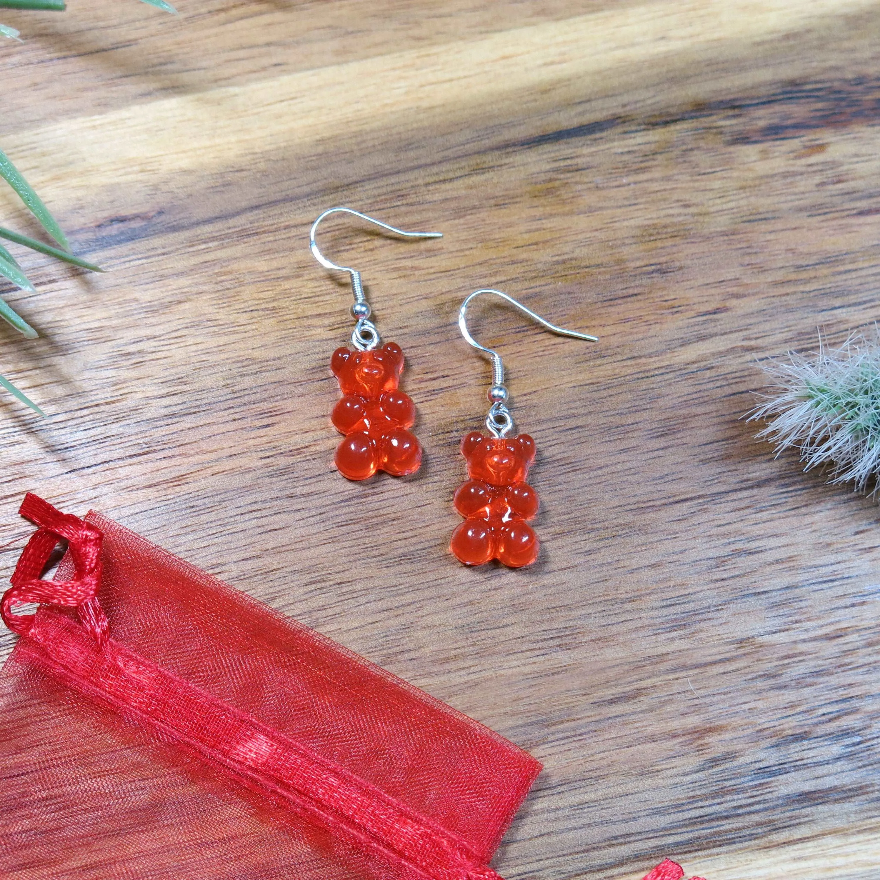 Realistic Gummy Bear Earrings, Gummy Bear Whimsical Drop Statement Earrings, Dangle Candy Earrings