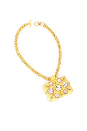 Rectangle Rhinestone Pendant Necklace