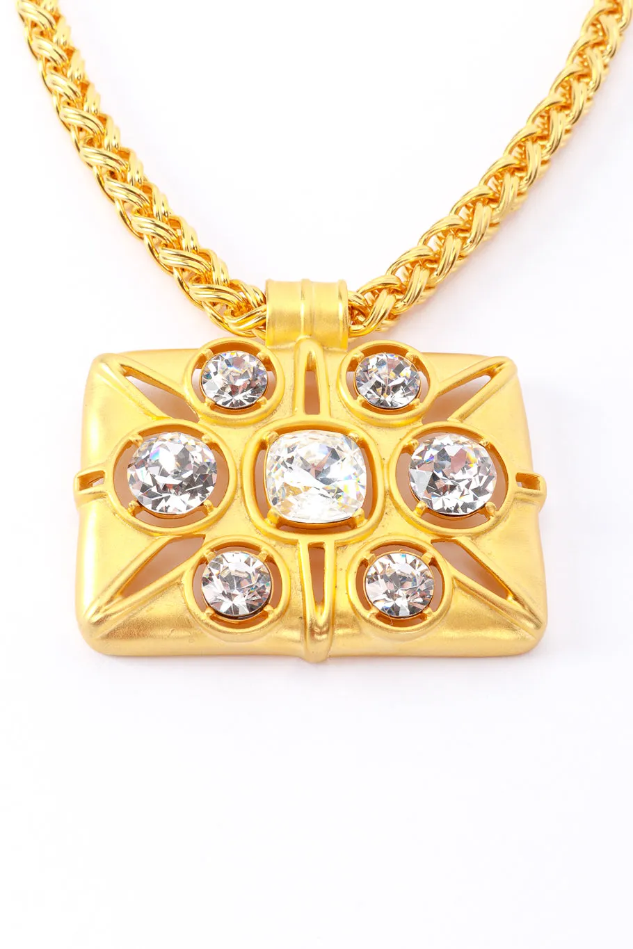 Rectangle Rhinestone Pendant Necklace
