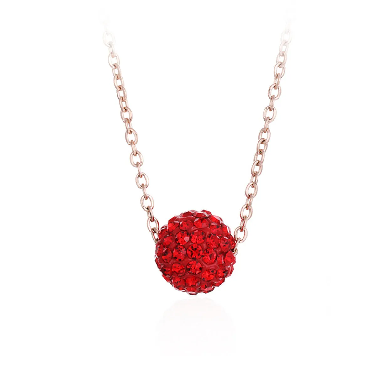Red Cubic Zirconia & 18K Rose Gold-Plated Ball Pendant Necklace