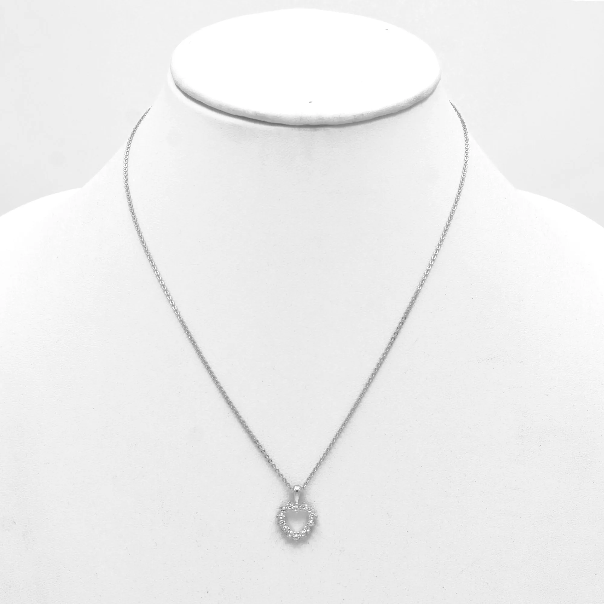 Rhodium open heart Crystal Pendant Necklace #HNN90859R(LH18)