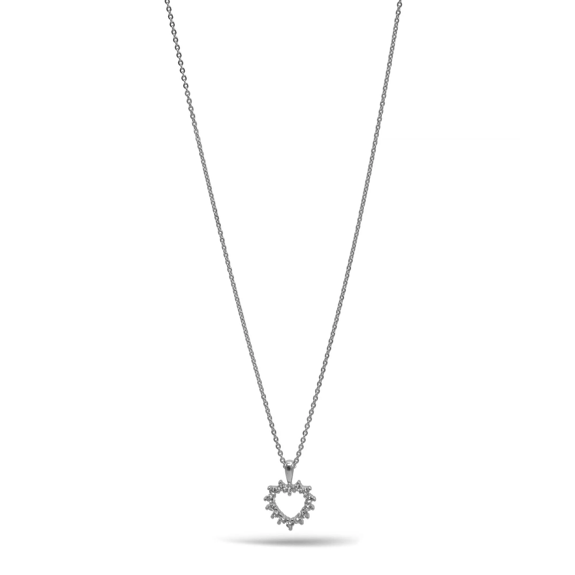 Rhodium open heart Crystal Pendant Necklace #HNN90859R(LH18)