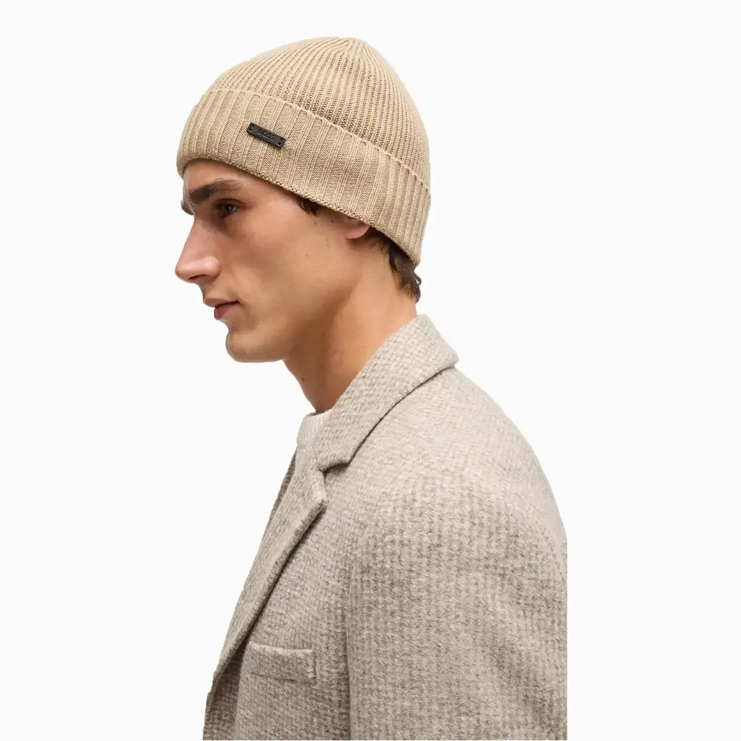 Ribbed Beanie Hat In Virgin Wool