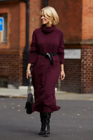 Romy Knitted Jumper Dress - Plum