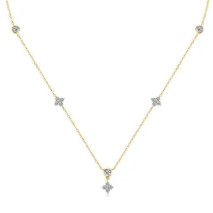 Round Cut Diamond Flower Pendant Necklace