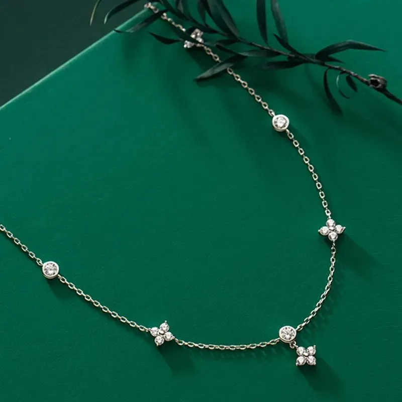 Round Cut Diamond Flower Pendant Necklace