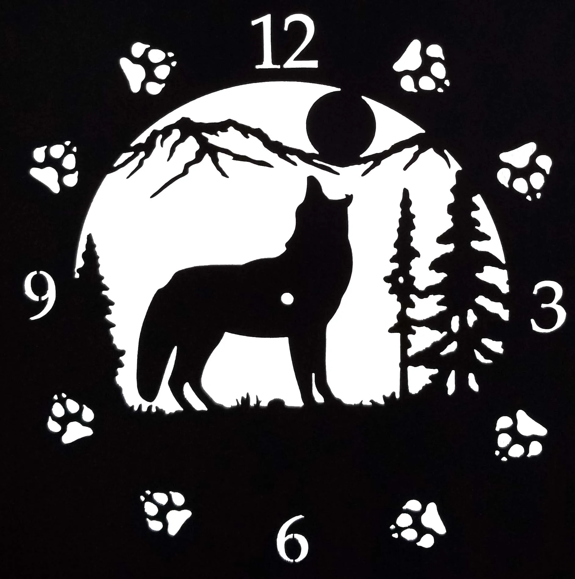 Rustic Log Cabin Wooden Clocks - Metal Wildlife Themed Face