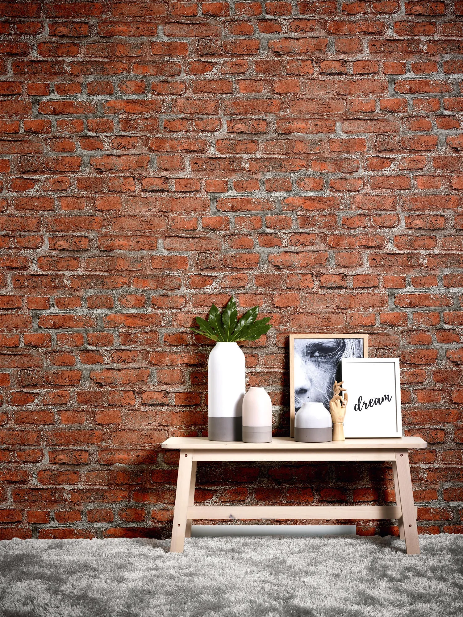 Rustic Street Brick Wallpaper (56 SqFt)