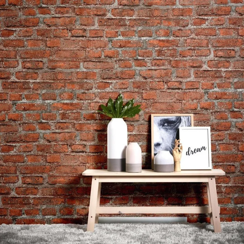 Rustic Street Brick Wallpaper (56 SqFt)