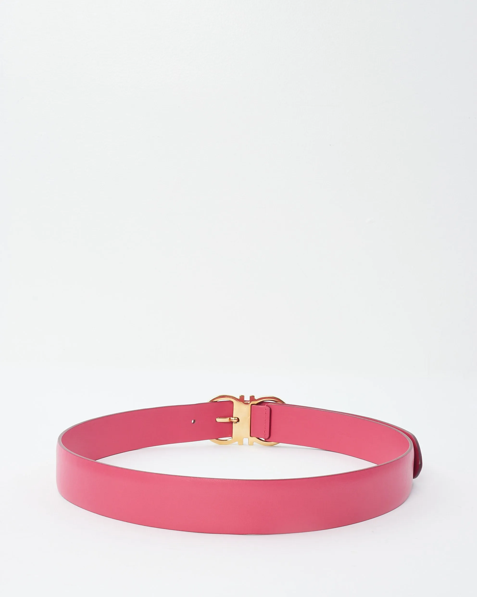 Salvatore Ferragamo Pink Leather Gancini Belt - 85