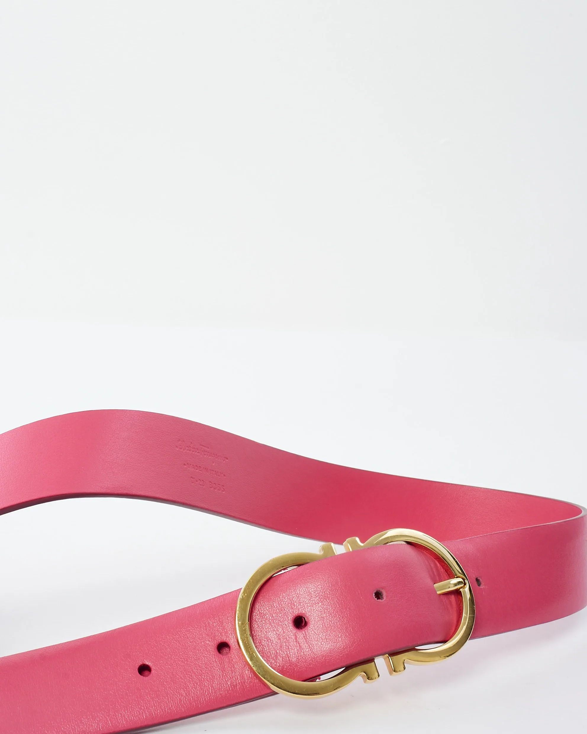 Salvatore Ferragamo Pink Leather Gancini Belt - 85