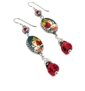 Santa Claus Christmas Sterling Silver Earrings