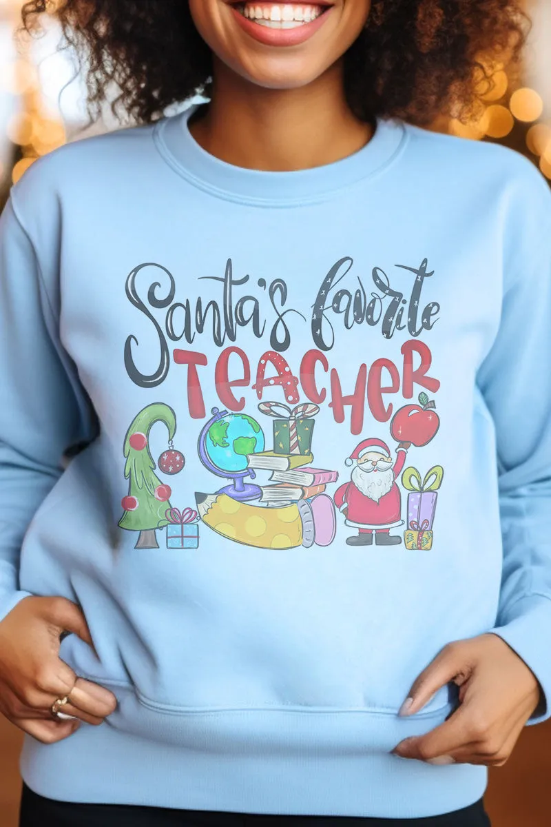 Santa's Favorite Teacher Unisex NuBlend Crew Sweatshirt