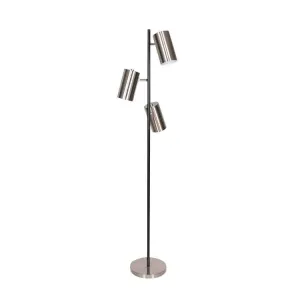SARANTINO 3-SHADE METAL FLOOR LAMP NICKEL & MATTE BLACK FINISH