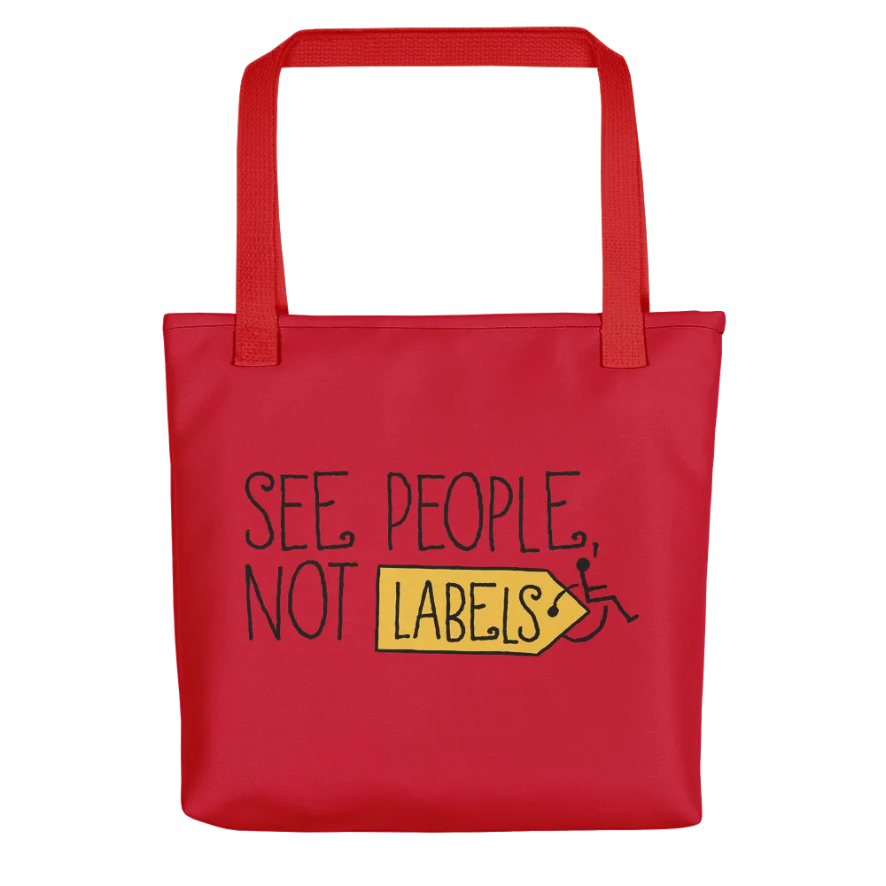 See People, Not Labels (Pink Tote Bag)