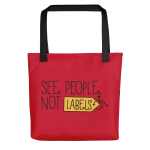 See People, Not Labels (Pink Tote Bag)