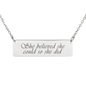 She Believed She Could So She Did Necklace,  She Believed She Could So She Did Bar Necklace
