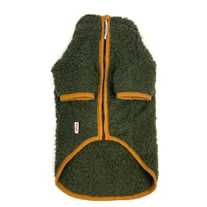 Sherpa Fleece Dog Jacket in Pine/Yuzu