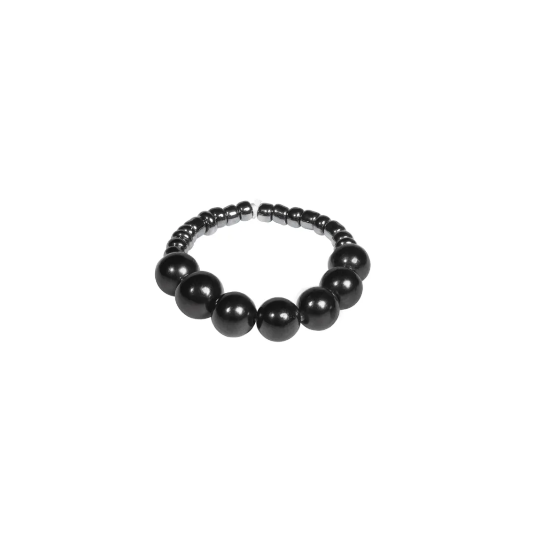 Shungite Stretch Ring - Fits Medium Fingers (6.5 - 8.5)