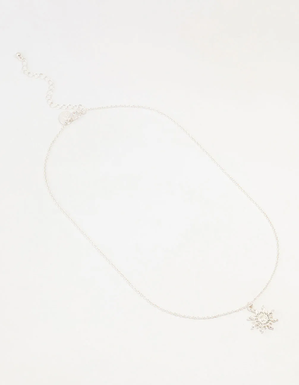 Silver Diamante Sun Pendant Necklace