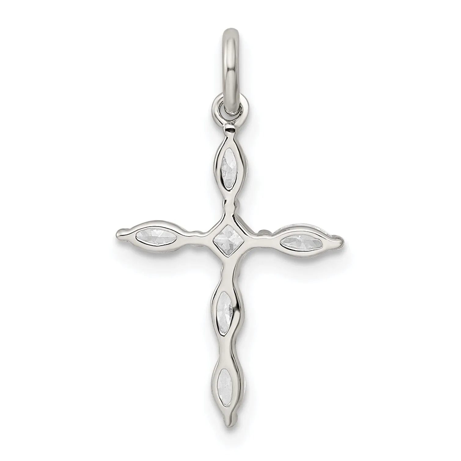 Silver Polished Finish C.Z Cross Pendant