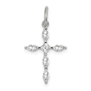 Silver Polished Finish C.Z Cross Pendant
