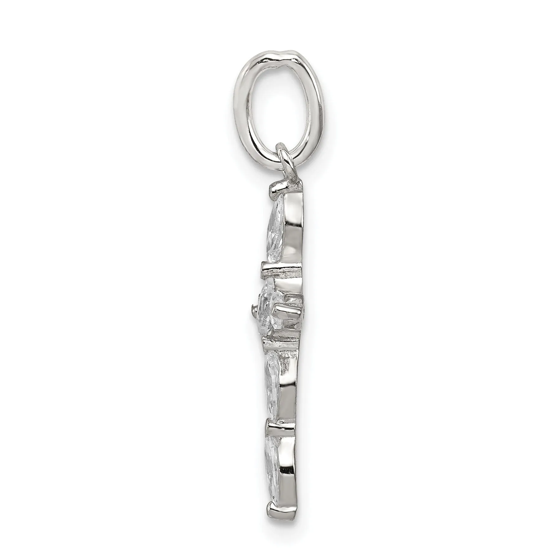 Silver Polished Finish C.Z Cross Pendant