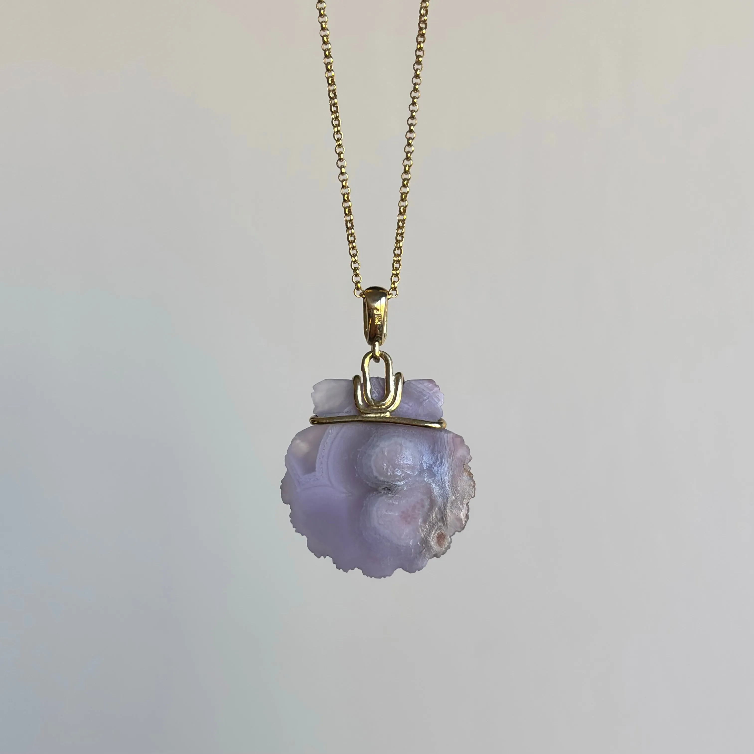 Small Hand Carved Laguna Agate Shell Pendant with Diamond
