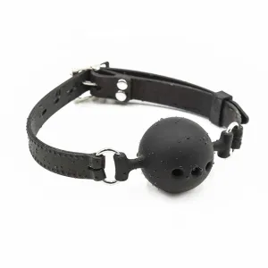Smart Moves - Ball Gag met Gaatjes - PU Leder - Zwart