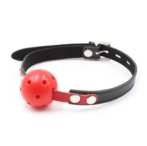 Smart Moves - Breathable Locking Bal Gag - Zwart/Rood