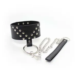 Smart Moves - Collar met Studs en Leiband - Zwart