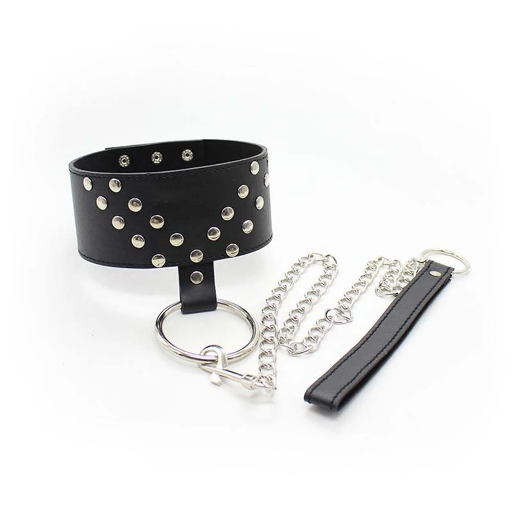 Smart Moves - Collar met Studs en Leiband - Zwart