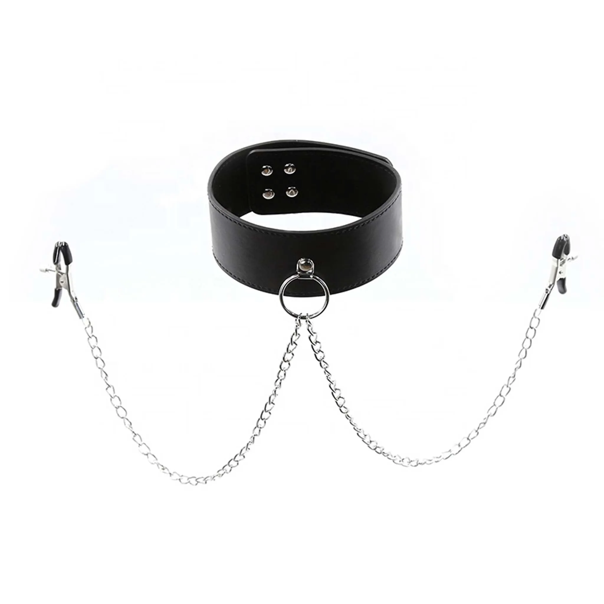 Smart Moves - Collar met Tepelklemmen aan Ring - Zwart