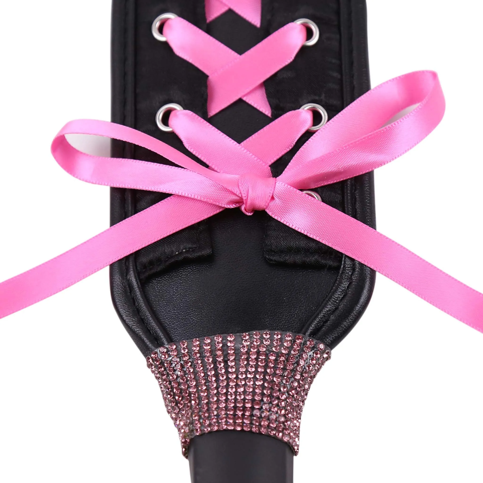 Smart Moves - Paddle - 36 cm Diamanten - Zwart met Roze Lint